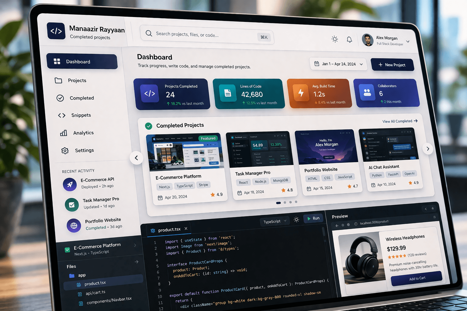 Professional web application interface preview